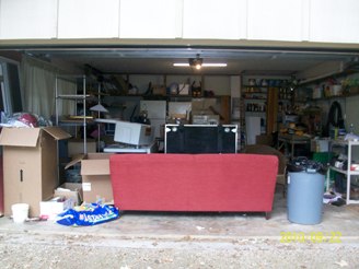 cluttered garage